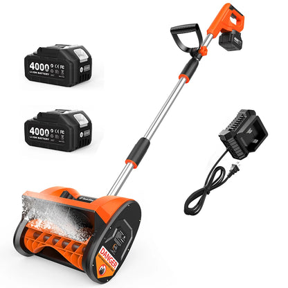 TaskStar Cordless Snow Shovel 2 4000mAh Batteries Powered 6x12-inch Electric Snow Sweeper 16.5ft Distance With Directional Plate