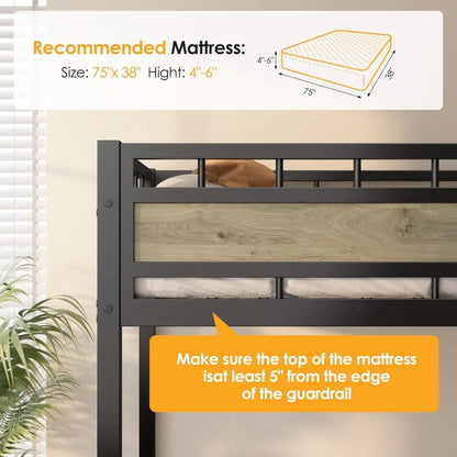 Twin Size Loft Bed with Stairs & Storage - Sturdy Metal Frame, Space Saving Design for Teens & Small Rooms