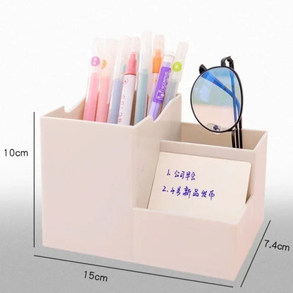 Multi-function Desktop Pen Holder School Supplies Storage Case Colorful Plastic Box Office Desk Accessories Pencil Organizer