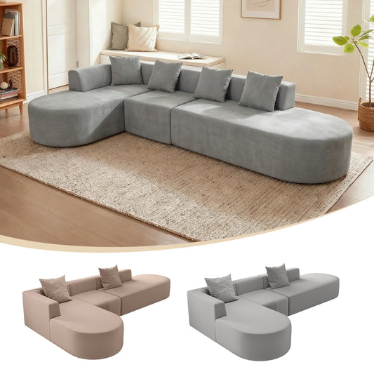 L Shaped Oversized Modular sectional couches Sofa,135" Boneless Couch, Compression Sofa for Living room No Assembly 5Seater,grey