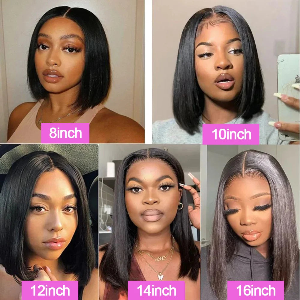 Glueless 13x6 Lace Front Wig 100% Human Hair Wigs 13x4 Transparent Lace bob Wigs Wear And Go Short Straight Bob Wigs For Women