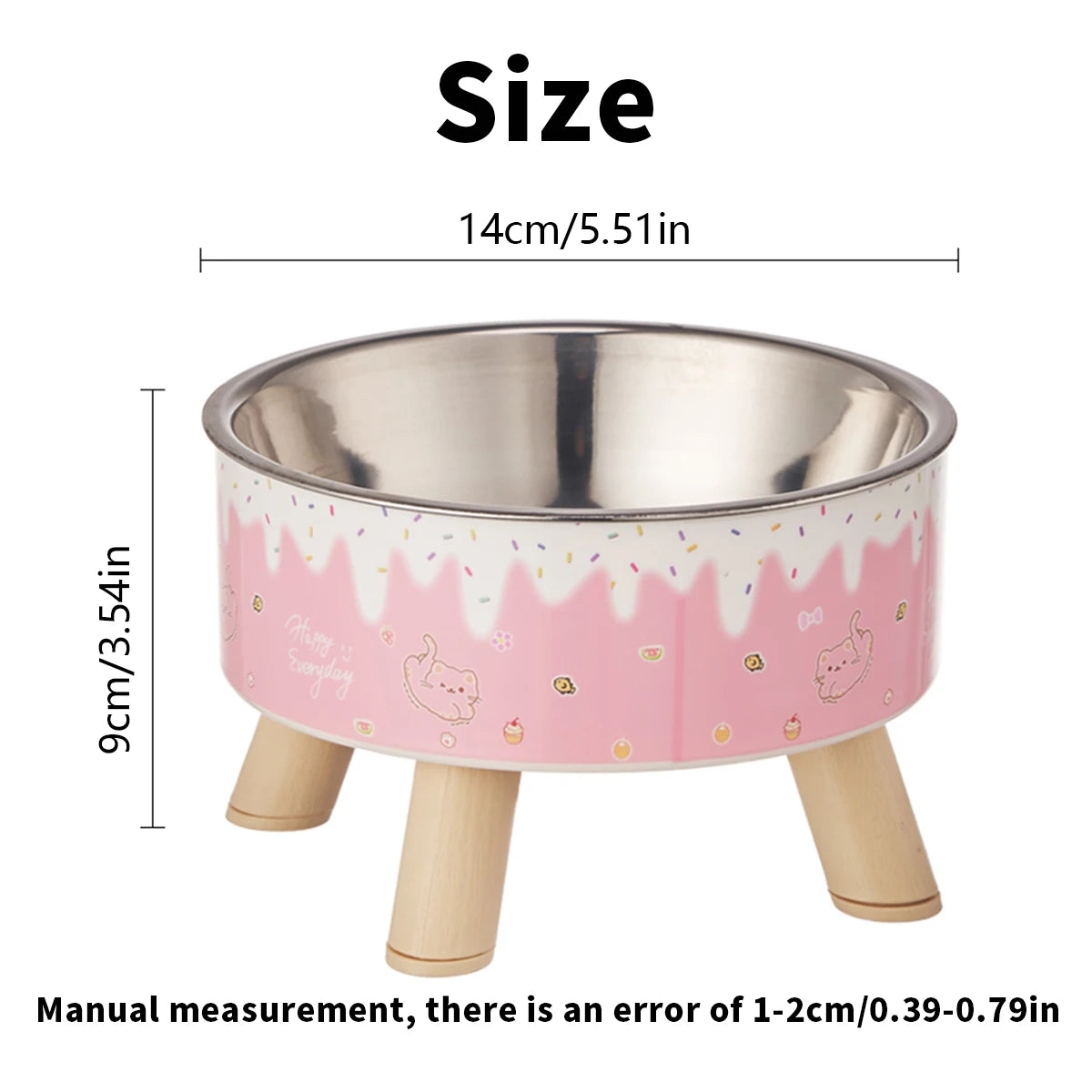 An ice cream pet bowl Colorful feeding and water cat bowl Fashion cartoon design dog bowl Pet high-legged neck bowl