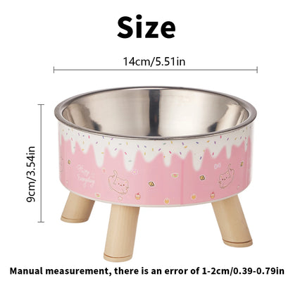 An ice cream pet bowl Colorful feeding and water cat bowl Fashion cartoon design dog bowl Pet high-legged neck bowl