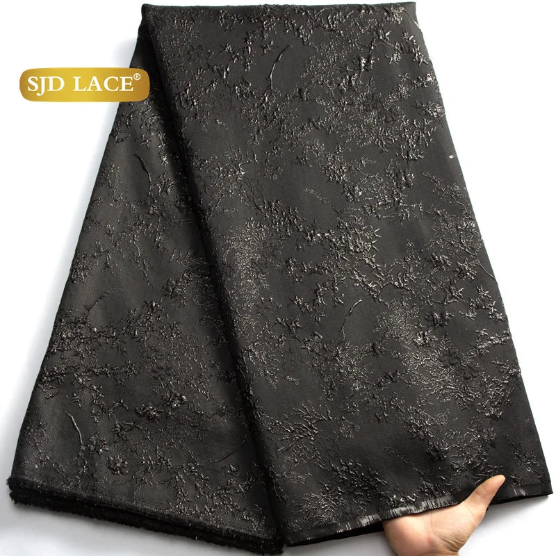 SJD LACE African Lace Fabric 2025 High Quality French Gild Brocade Jacquard Lace Fabric For Women Wedding Party Dresses Sew 3464