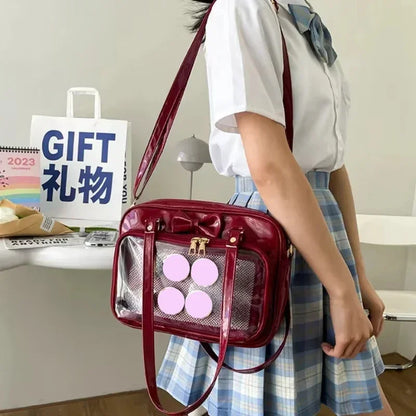 Transparent Japanese Cute Patent Leather Itabag Fashion Girls  Student JK Shoulder Bag Personality Crossbody Bag Ita Bag Сумка
