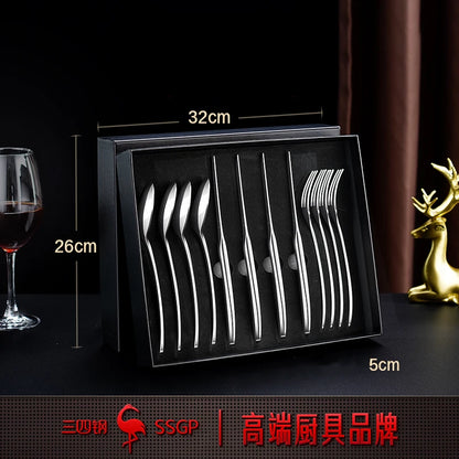 LFGB Certificate 316 Stainless Steel Steak Cutlery 4 Pcs Knives and Spoon and Fork Set Family Gift Classical Flatware Tableware