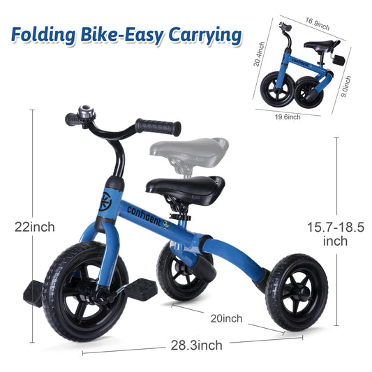 Toddlers Tricycle for 2/3/4/5 Years Old Boy&Girl with Detachable Pedal And Training Wheel Baby Balance Riding Bike Birthday Gift