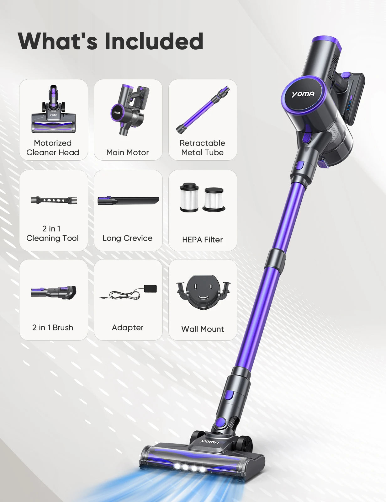 YOMA N12 Cordless Vacuum Cleaner,6-In-1 Powerful Stick Vacum Cleaner