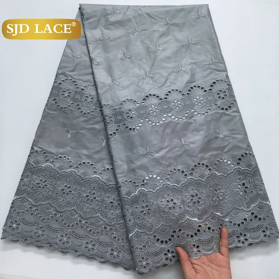 SJD LACE Swiss Voile Lace Fabrics Dubai African Cotton 5 Yards 2025 Latest African Nigerian Cotton Lace for Dresses Sew 4271