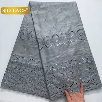 SJD LACE Swiss Voile Lace Fabrics Dubai African Cotton 5 Yards 2025 Latest African Nigerian Cotton Lace for Dresses Sew 4271
