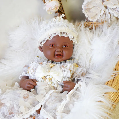 Waterproof Weighted Baby Girl 17.3" Lifelike Full Body Silicone Reborn Dolls Soft Handmade Newborn Dolls for Collector Gift