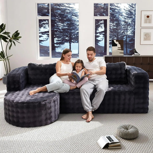 96" Cloud Sectional Couch Modern Boneless Couch 3 Seater with Oversized Chaise L Shaped Modular Sofa Couches for, Customized