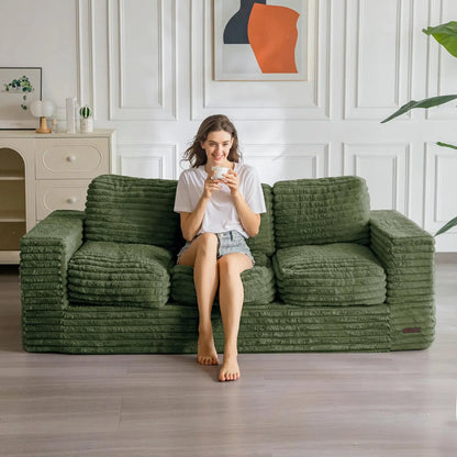 3 Seater Couch for Living Room, Boneless Couch with Tufted Cushion & Backrest, Upholstered Floor Sofa, Sofa in A, Customized
