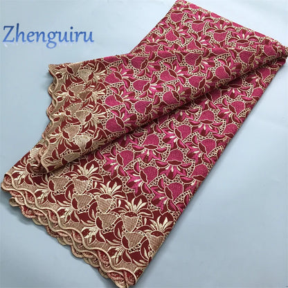 African Lace Fabric 2025 Swiss Voile Cotton Lace Elegant Nigerian Embroidered Cotton Lace Fabric 5 Yards for Women Sew A4016