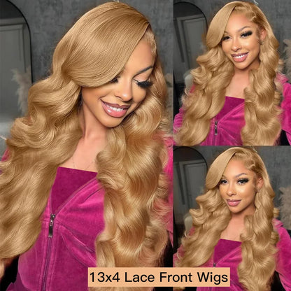Honey Blonde Human Hair Wig Body Wave Lace Front Wig 13X6 Hd Lace Frontal Wig Colored Brazilian Hair 250 Density For Black Women