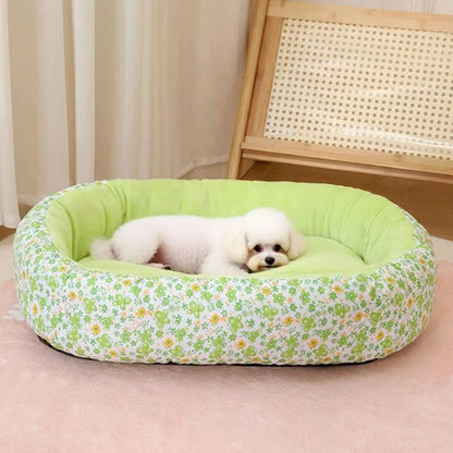 Floral All Season Dog Bed for French Bulldog Chihuahua Soft Cat Bed for Dogs Sleeping Puppy Pad Sofa Dog Bed  Four Color Pet Pad