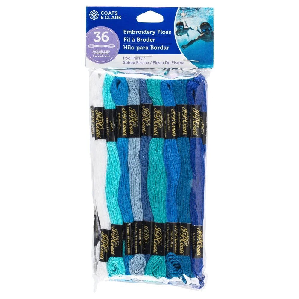 36 Skeins Blue Embroidery Floss Pack 8.75 Yds Cotton Mercerized Thread Six Strand Crafting Sewing Projects