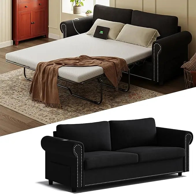 Queen Pull Out Sofa Bed | 83" Large Sleeper Sofa with Queen Size Mattress | 2-in-1 Convertible Loveseat Sofa-Bed with,Customized