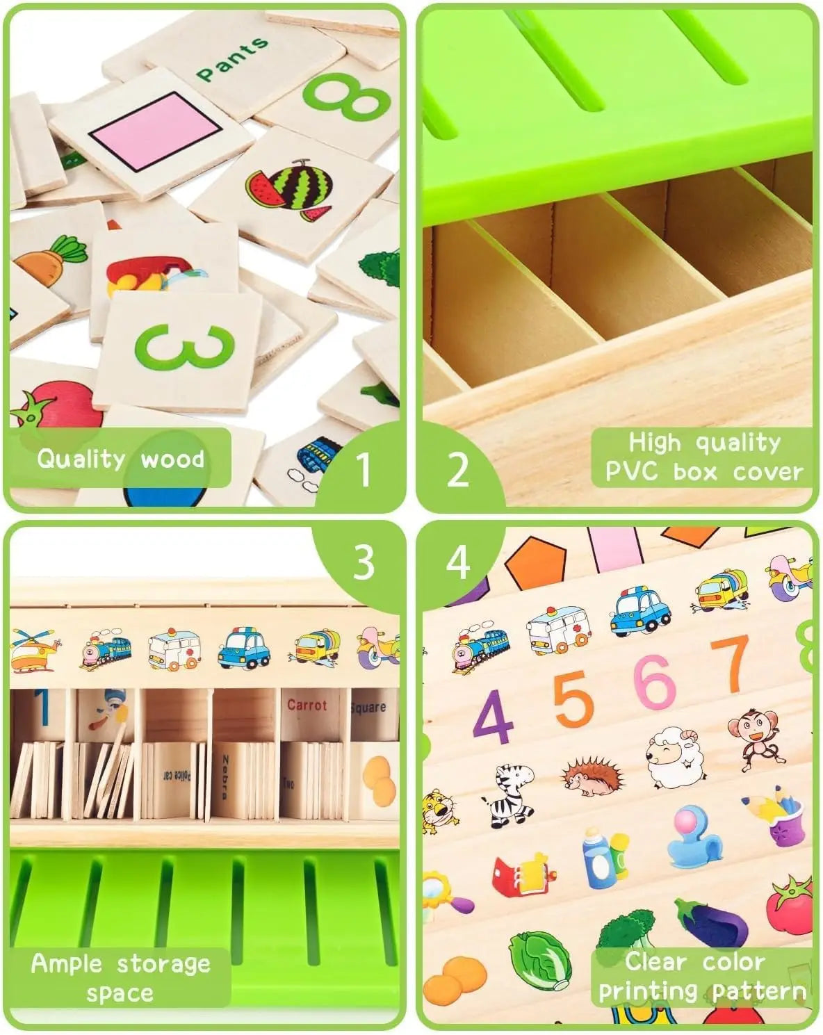 Wooden Montessori Sorting Toys, Educational Early Learning Activities Box for Category Objects Picture Matching, Preschool Kinde