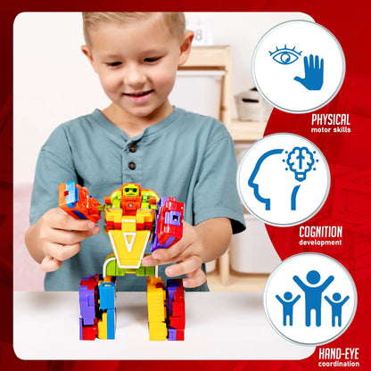 Joyfy 26-in-3 Alphabet Bots Toy 26 Pc Transforming Robot Educational Building STEM Toy for Toddlers Preschool Boys Birthday Gift