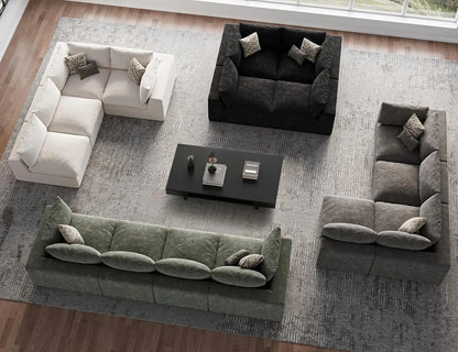 120" Cloud Sectional Couch | Oversize Boneless Couches for Living Room | 4 Seater Modern L-Shape Sofa | Drak Grey, Customized