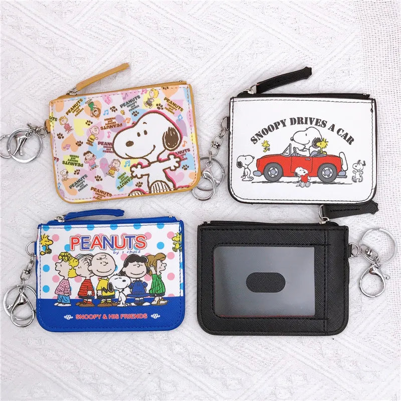 Snoopy Coin Purses Charlie Brown Cute Wallet Women Leisure Woodstock Zipper Card Holder Coin Pouch Lady Cases Giirls