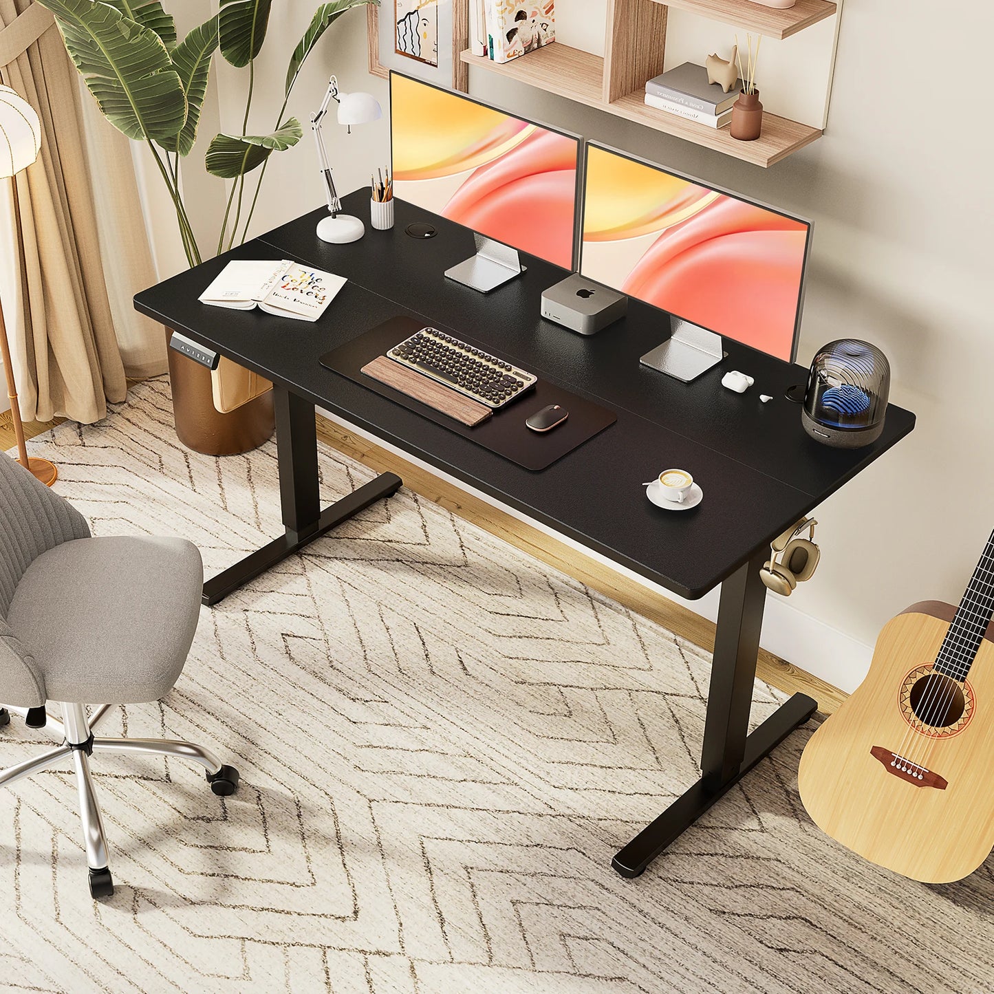 JHK Electric Standing Computer Desk Height Adjustable Workstation Ergonomic Work Table with Metal Frame For Home Office