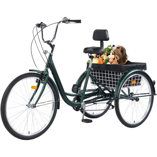 Adult Tricycle Bike 7 Speed 24/26 Inch 3 Wheel Bikes for Adults Stable and Comfortable Cruiser Trike for Women/Men/Seniors Idea