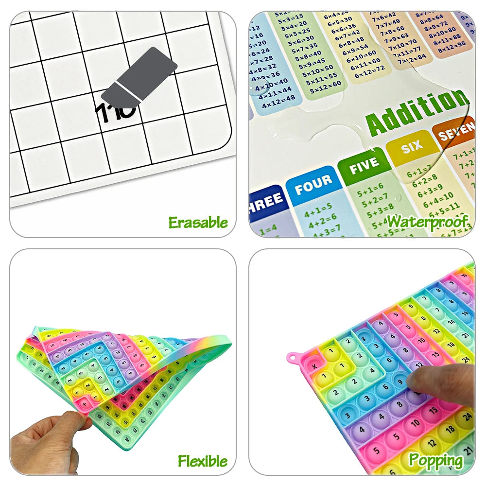 Multiplication Addition Learning Games Writable Board Reusable Practice CardsMath Flashcard Set with Erasable Pen for Kids Age3+