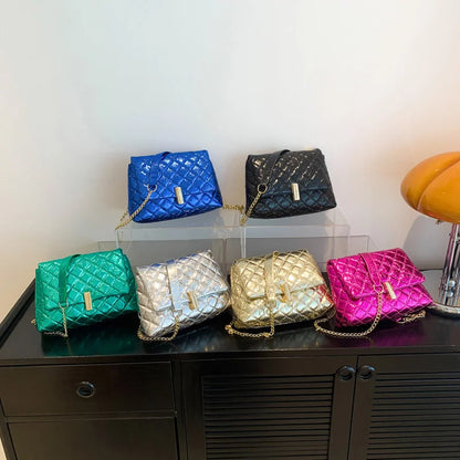 Women PU Leather Shoulder Bag  Chic Glitter Design Tote Handbag Sparkly Y2K Cell Phone Bag Female Crossbody Commuting Bag