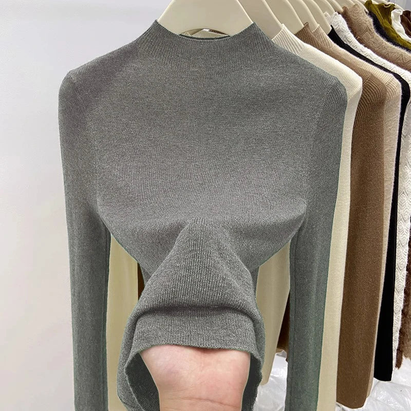AOSSVIAO Autumn Winter 2025 Women New Turtleneck Sweater Female Slim Fit Warm Pullovers Ladies Solid Color Soft Knitted Tops