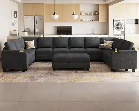 Oversized U Shaped Modular Sectional Couches for Living Room 10 Seater Modular Sofa Set with Storage Ottoman Large Sectional