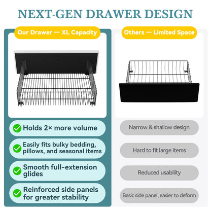 HOOMIC Full/Queen/King Velvet Storage Bed Frame with Adjustable Vertical Channel Headboard,4 Large Drawers, No Box Spring Needed