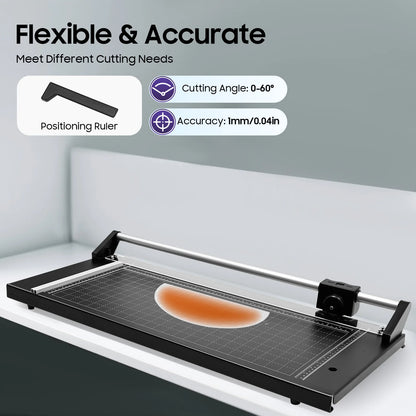 24-inch Precision Rotary Paper Cutter Trimmer with Blade Changing Tool and 2 Blades(One is Preinstalled) for photo sticker shops