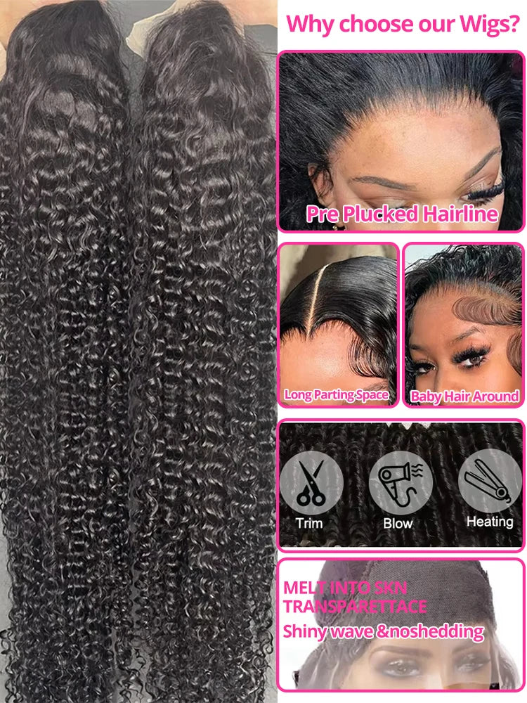 Water Wave Glueless Wig Human Hair Curly 13x6 13x4 HD Frontal Wig 250% Deep Wave Wigs Wear Go 7x5 HD Lace Closure Wig Sale CEXXY