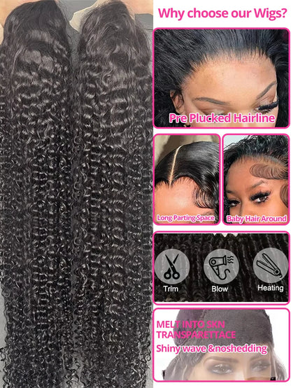 Water Wave Glueless Wig Human Hair Curly 13x6 13x4 HD Frontal Wig 250% Deep Wave Wigs Wear Go 7x5 HD Lace Closure Wig Sale CEXXY