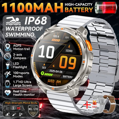 2026 New T-Rex3 Ultra 1100mAh Super Capacity Battery Adult Men Smart Watch 1.7" Large Screen Call 5ATM Waterproof Sports Watches