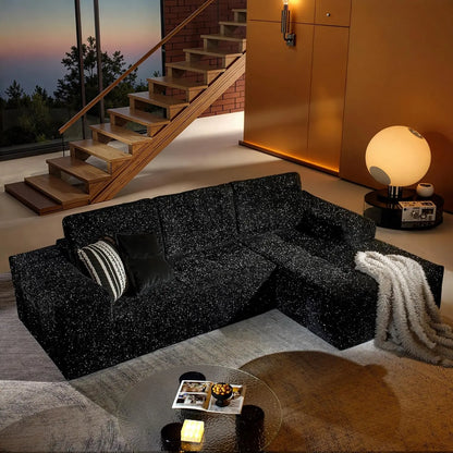 114 in Faux Leather Modern Modular Sectional Sofa - Boneless L-Shaped Couch with Chaise, Sectional Couches for, Customized