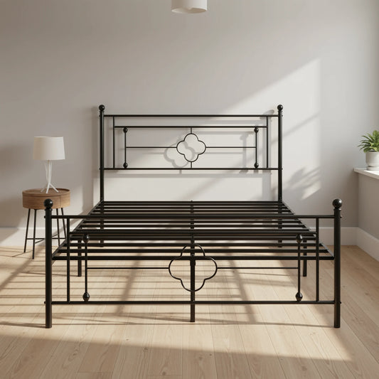 HOOMIC 14 Inch Heavy-Duty Metal Bed Frame with Victorian Headboard & Footboard, Sturdy Support, No Box Spring Needed