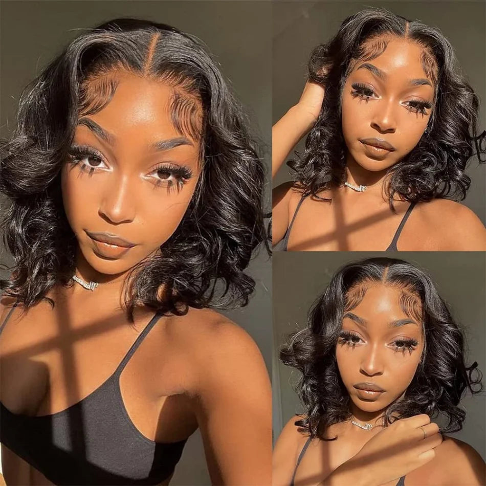 Wear And Go Glueless Bob Wig Human Hair Short Body Wave Lace Front Wigs Pre Cut Brazilian Hair 4X4 Hd Lace Closure Wig For Women