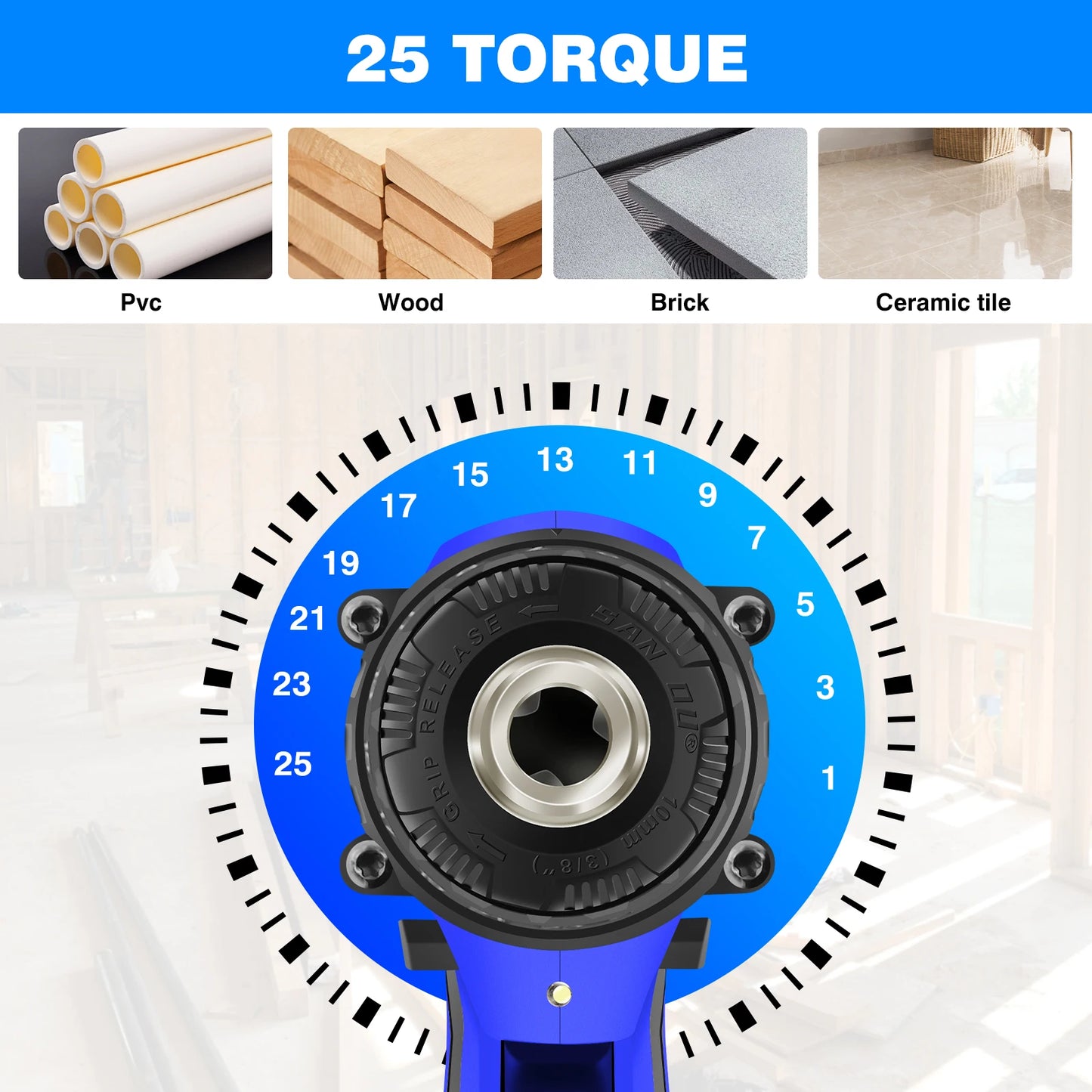 1400RPM 21V Cordless Drill Driver 45Nm 2 Speeds Electric Cordless Screwdriver 25+1 Torque with 1/2 1500mAh Battery & Accessories