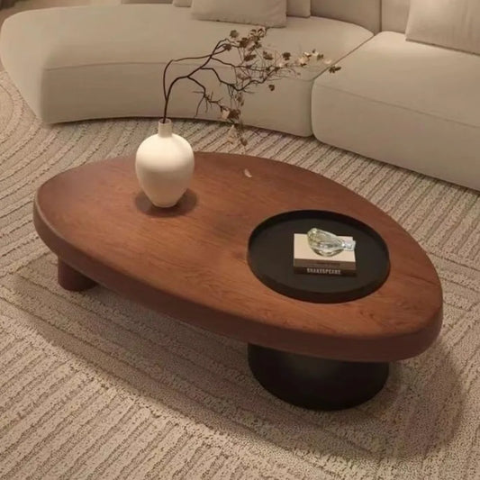 "Mid-Century Wood Coffee Table - Special-Shaped with Storage, Rustic Style for Living Room/Office"