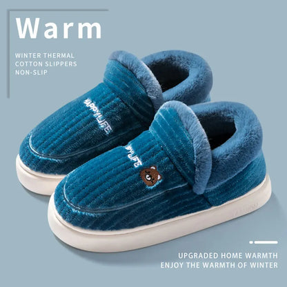 Cotton slippers for women in winter 2023, new couple's indoor home insulation, anti slip plush bag, cotton shoes for women, plus