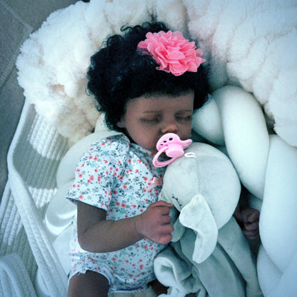 Risbecko 17 Inch Lifelike Black Reborn Baby Doll - African American Soft Cloth Body Doll - Birthday Gift/Christmas Gift