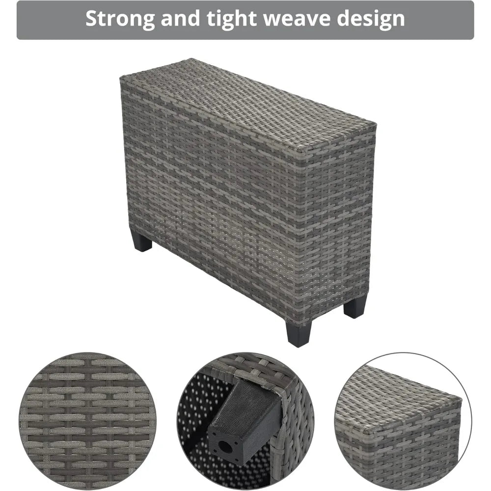 Outdoor Wicker Sectional Sofa Set with Curved Design and Rectangular Coffee Table - Water-Resistant and UV Protected