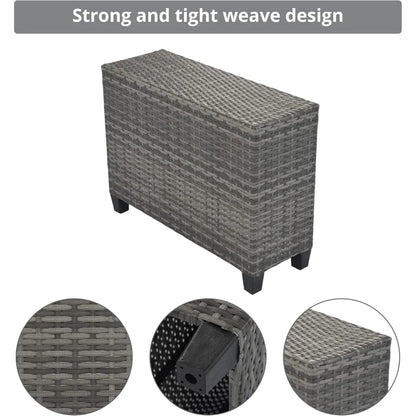 Outdoor Wicker Sectional Sofa Set with Curved Design and Rectangular Coffee Table - Water-Resistant and UV Protected