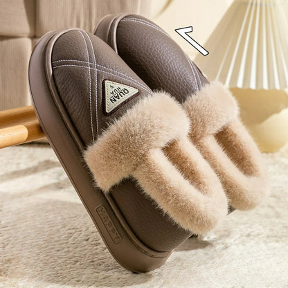 New Fashion Women's Cotton Slippers Men Winter Warm Home Cotton Shoes Waterproof Garden Shoes Indoor Slip on Concise Shoes