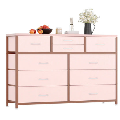 Dresser with 10 Drawers TV Stand Entertainment Center for Bedroom Entryway,Metal Frame