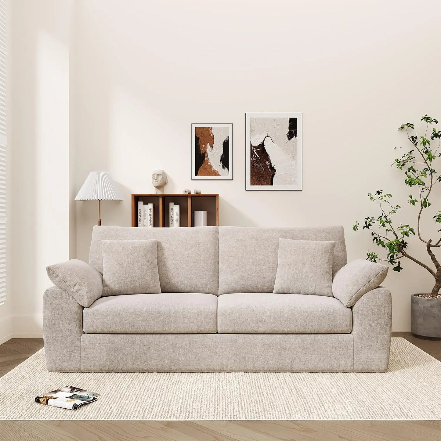 89.8" Modern Loveseat Sofa for Living Room, Cloud Boneless Couches with 4 Pillows, Mid Century Loveseat couches for, Customized