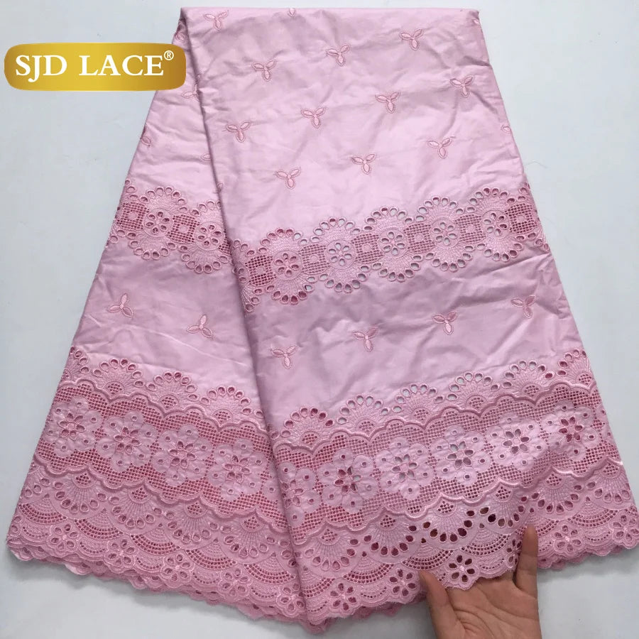 SJD LACE Swiss Voile Lace Fabrics Dubai African Cotton 5 Yards 2025 Latest African Nigerian Cotton Lace for Dresses Sew 4271